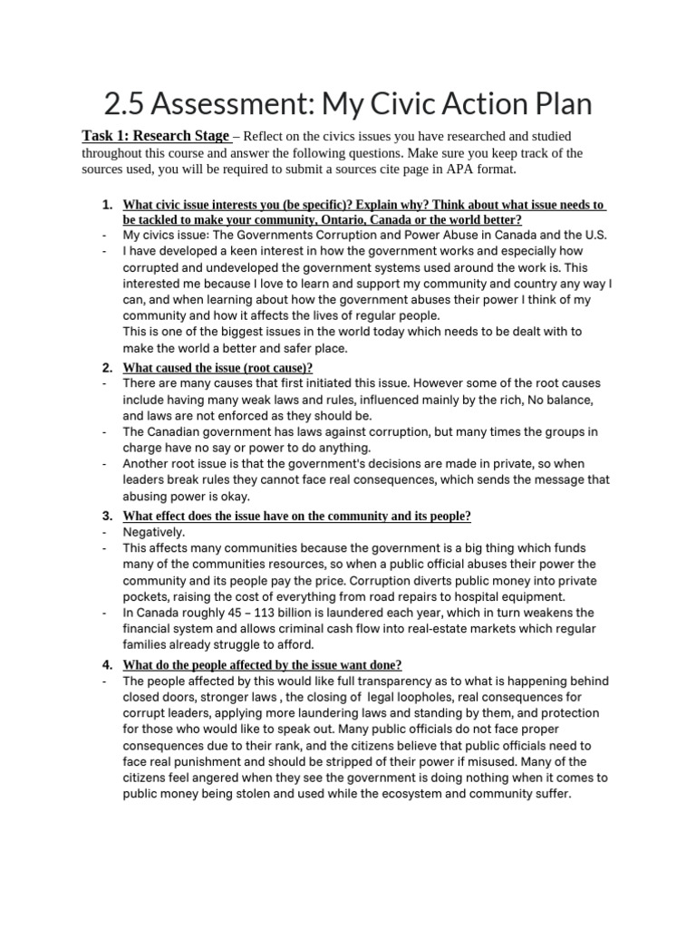 Civic Action Plan: Combating Government Corruption | PDF | Corruption ...