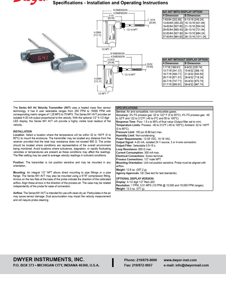 Series 641 Air Velocity Transmitter Guide | PDF | Power Supply | Direct ...