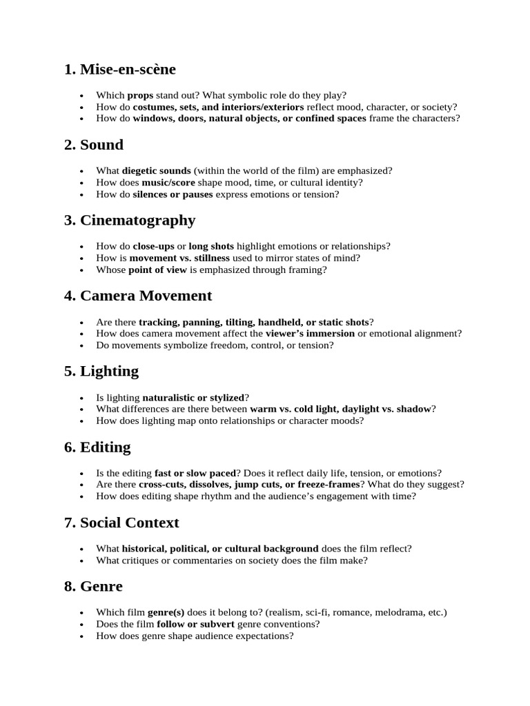 Film Analysis Techniques and Examples | PDF | Cinematography