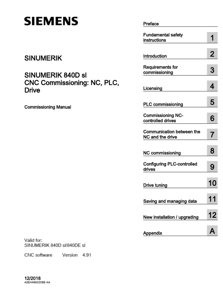 SINUMERIK 840D sl CNC Commissioning Guide | PDF | Power Supply | Computing