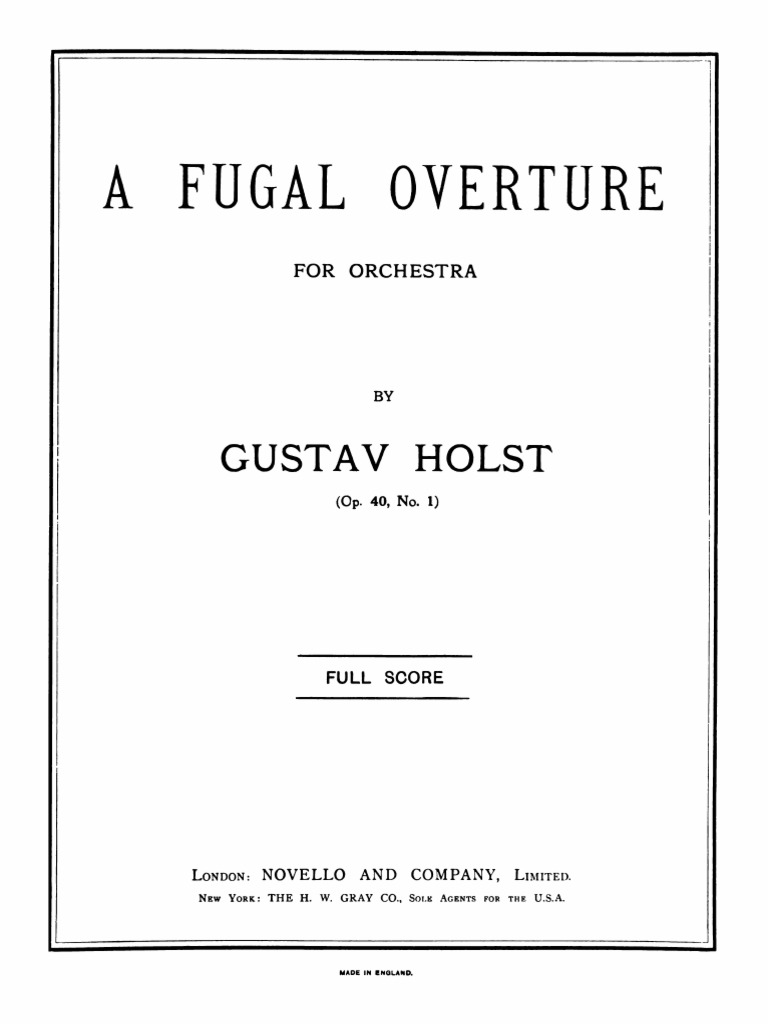 HOLST, G. - A Fugal Overture Score | PDF