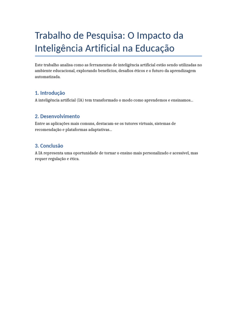 Impacto da IA na Educação: Benefícios e Desafios | PDF