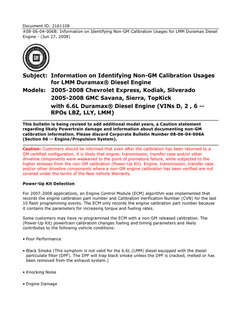 Non-GM Calibration Identification Guide | PDF | General Motors ...