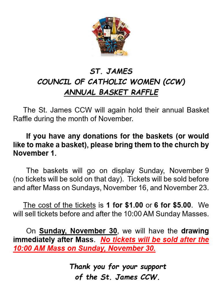 St. James CCW Annual Basket Raffle | PDF
