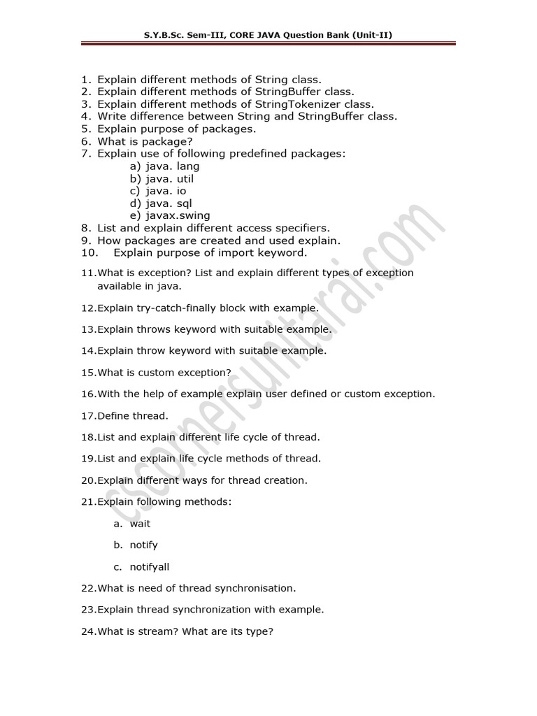 Core Java QB UNIT-2 | PDF