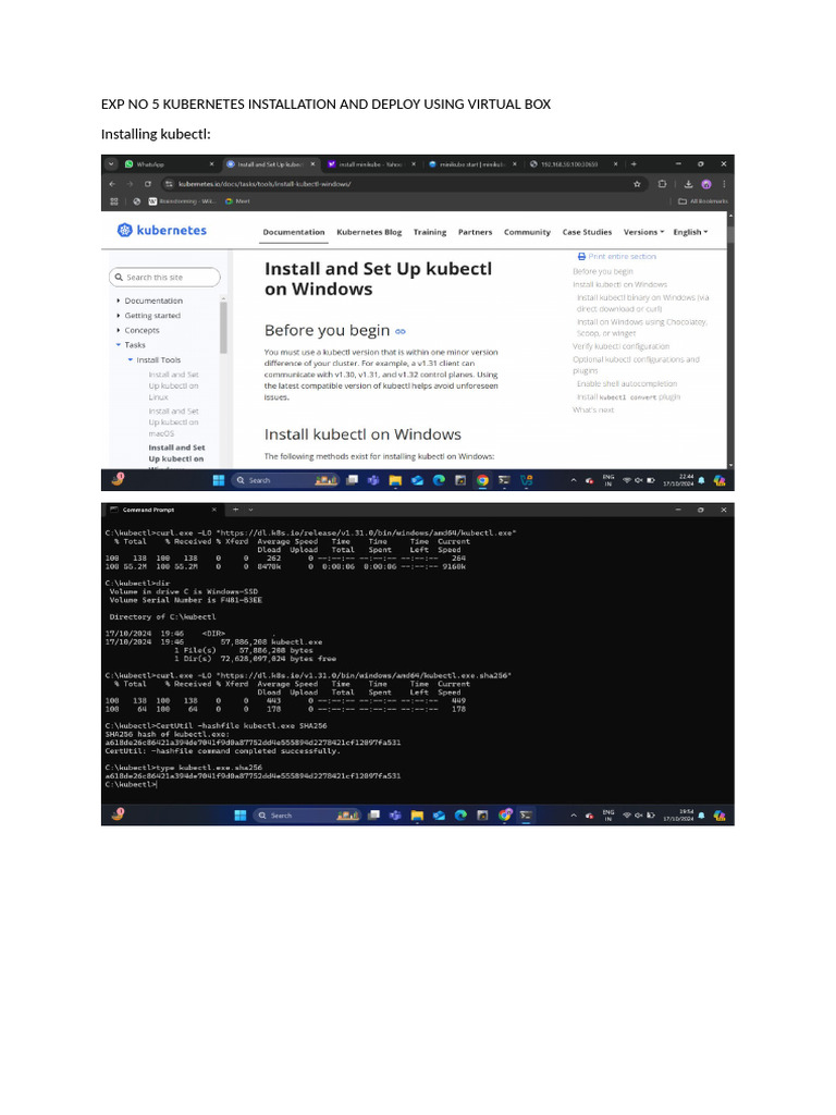 Exp No 5 Kubernetes Installation and Deploy Using Virtual Box | PDF