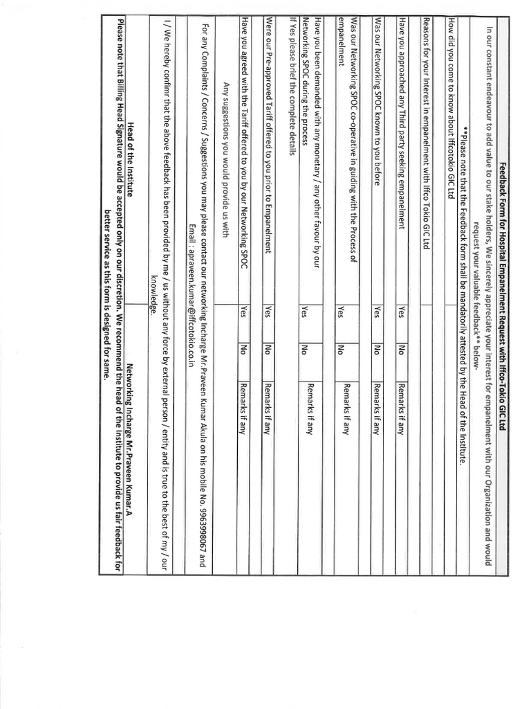 Feed Back Form | PDF
