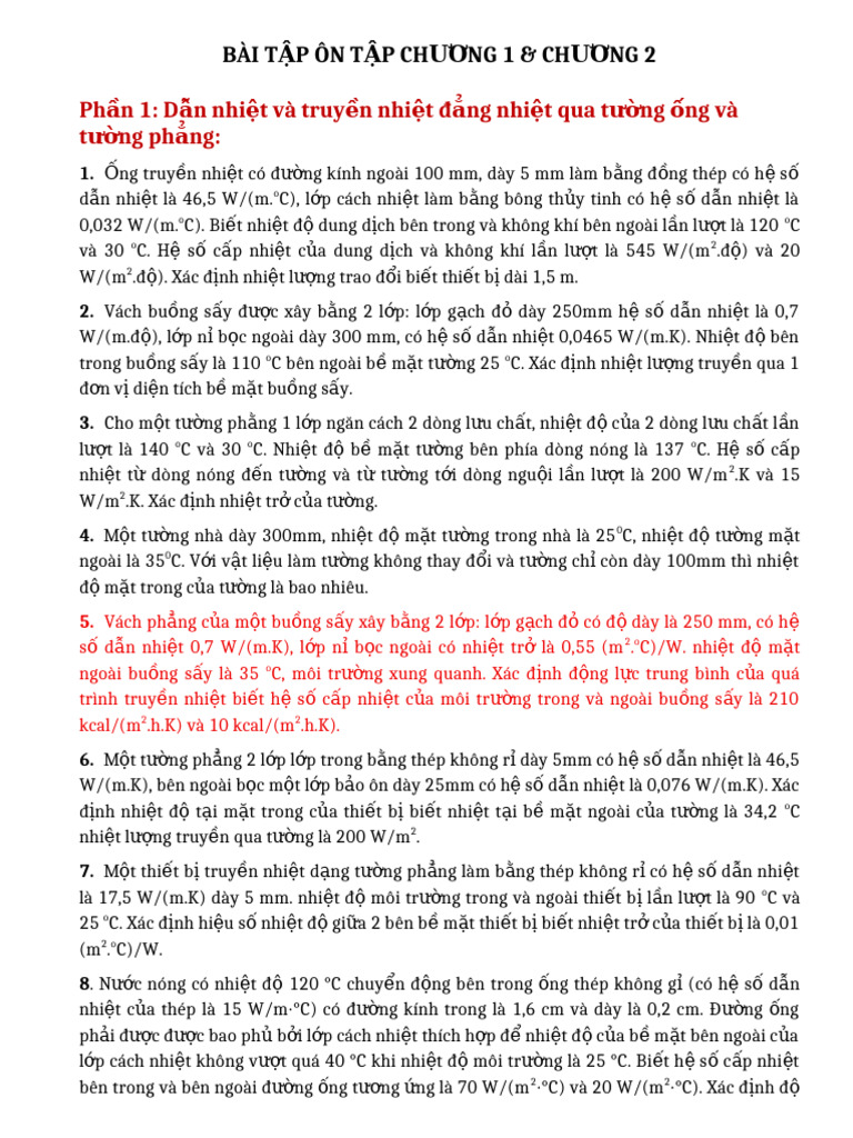 Bai Tap on Tap Truyen Nhiet | PDF