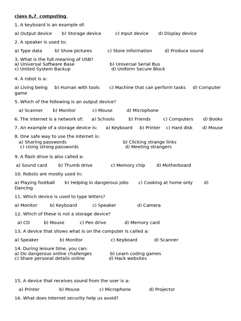 Third Term Exams Computing For All | PDF | Computer Keyboard | Usb ...
