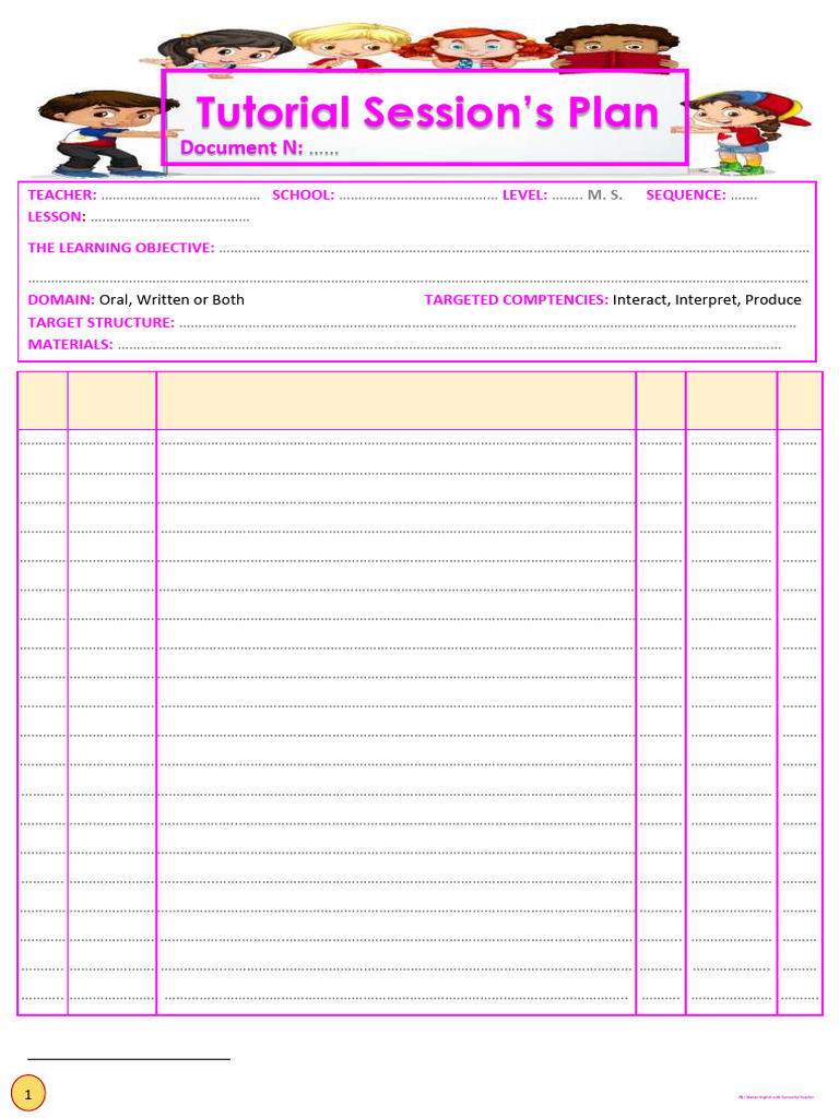 Empty Teacher's Tutorial Session, Ver 6, Middle School, 25 26 | PDF