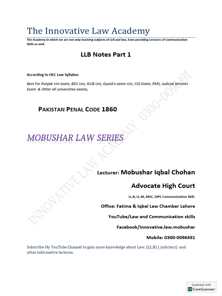 Pakistan Penal Code | PDF | Crimes | Crime & Violence