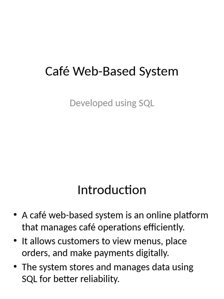 Cafe Web Based System Presentation | PDF