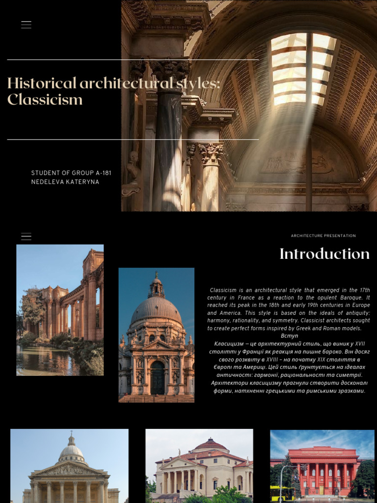Historical Architectural Styles Classicism | PDF