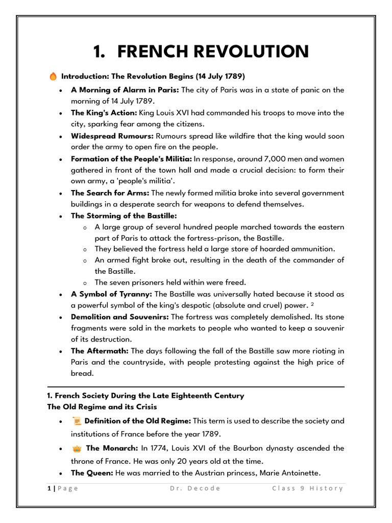 French Revolution Complete Notes | PDF | Abolitionism | Slavery