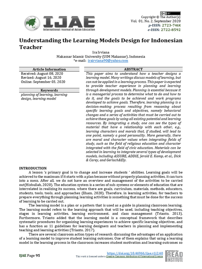 Learning Model Design for Indonesian Teachers | PDF | Instructional ...