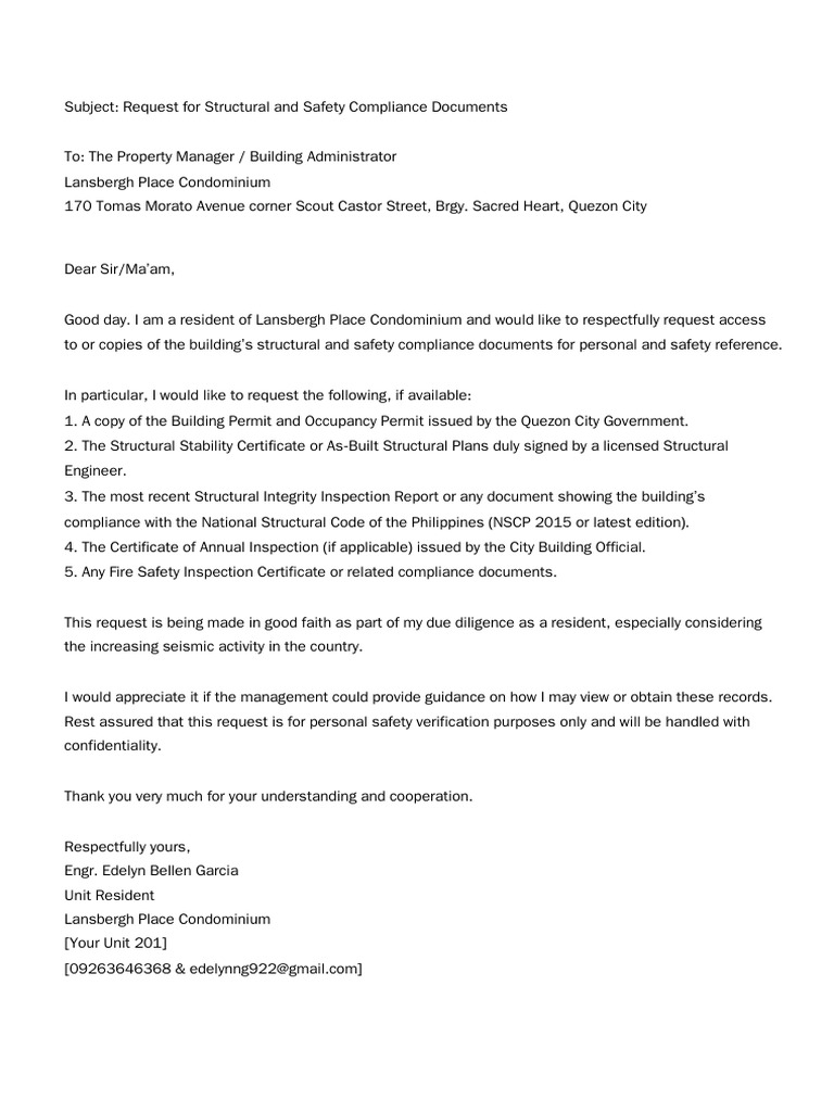 Request for Building Safety Documents | PDF