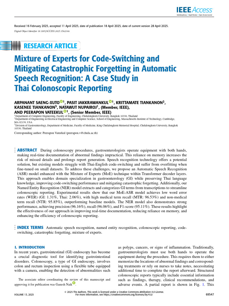 MoE-ASR for Thai Colonoscopy Reporting | PDF | Speech Recognition ...