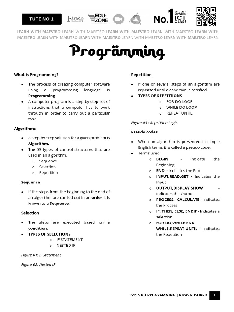 Gr11.5 Ict Seminar - Programming (Pascal) Short Notes - Riyas Rushard ...