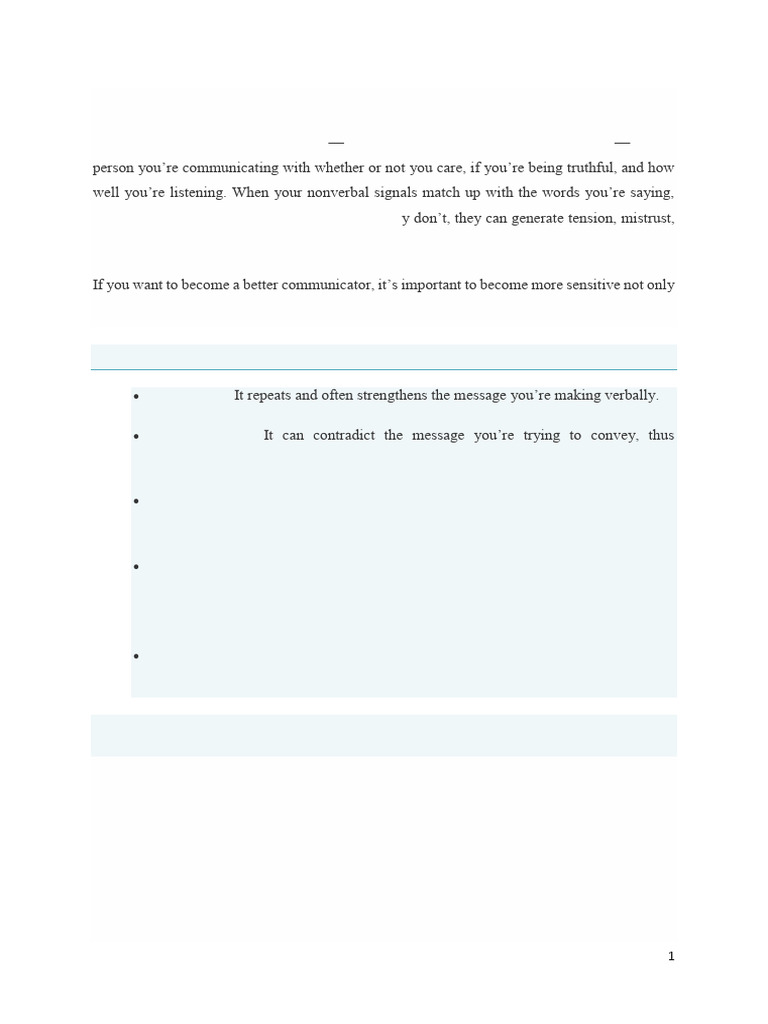 The Importance of Nonverbal Communication (1) | PDF | Nonverbal ...