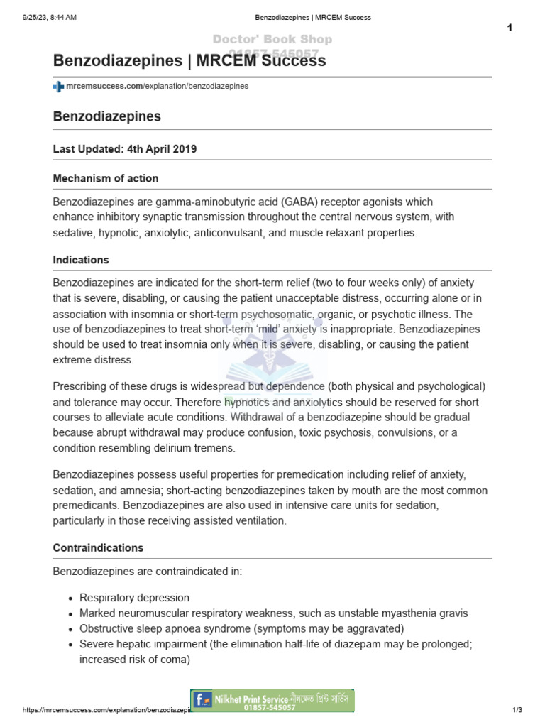 Benzodiazepines: Uses and Risks | PDF | Benzodiazepine | Human Diseases ...