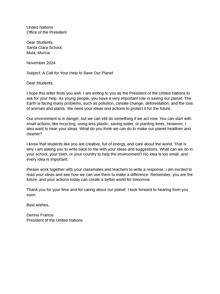 Letter From The UN - To Be Replied Formally. | PDF