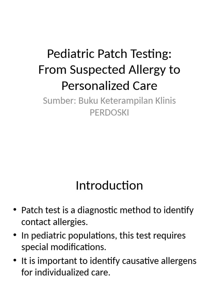 Pediatric Patch Testing English | PDF