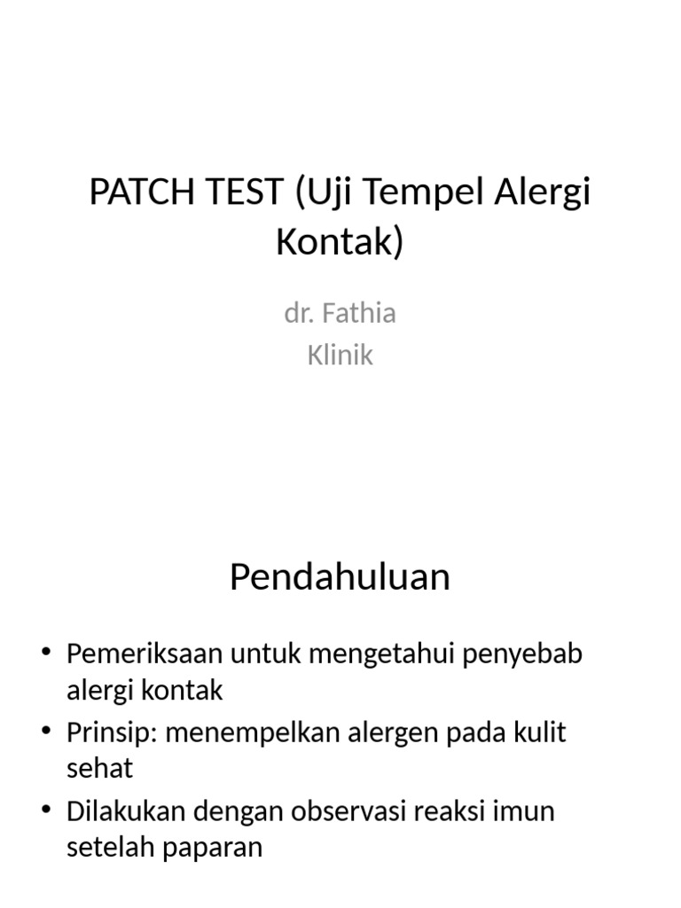 Patch Test Presentation | PDF