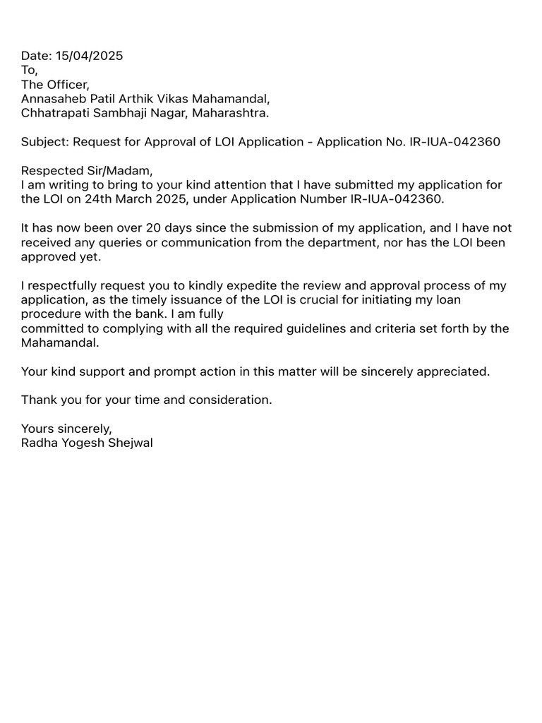 Application for LOI | PDF