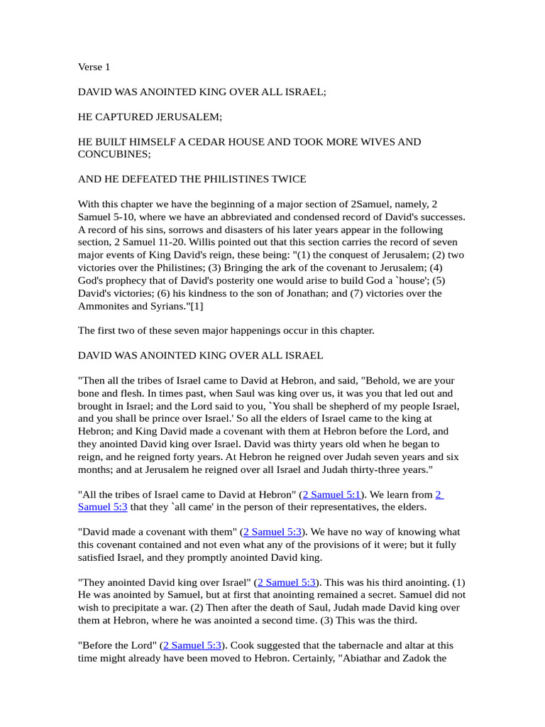 David's Anointing and Jerusalem Conquest | PDF | Books Of Samuel | David