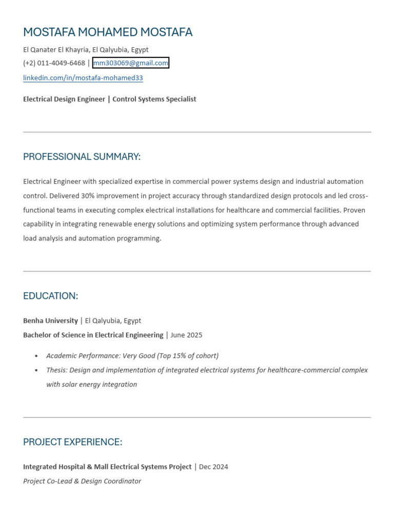 Electrical Design Engineer Profile | PDF | Automation