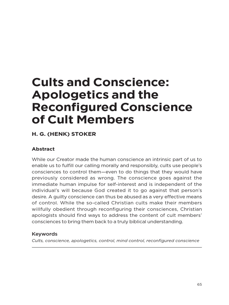 Cults and Conscience Apologetics and The Reconfigu | PDF | Conscience ...