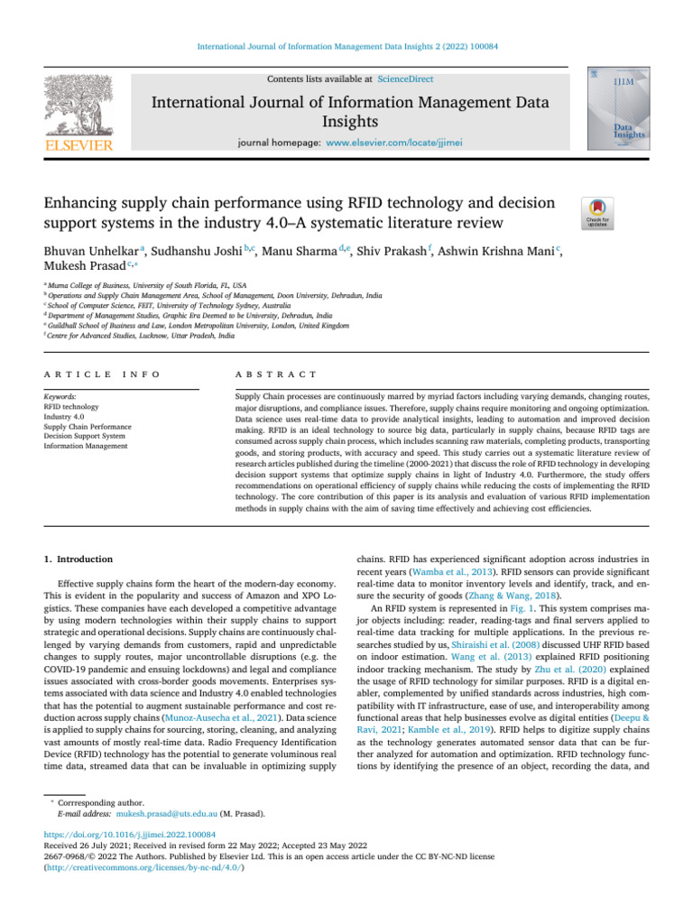 RFID in Supply Chain Optimization | PDF | Radio Frequency ...