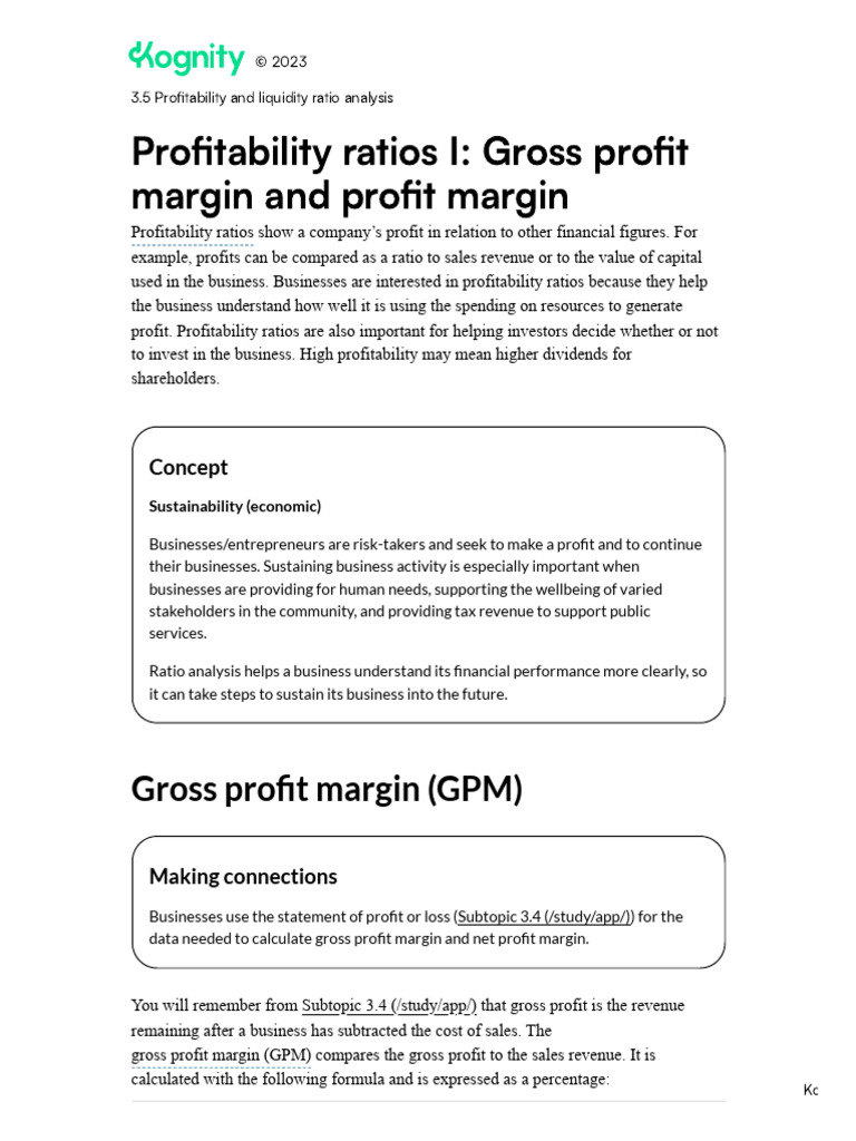 Profitability Ratio Analysis Guide | PDF | Profit (Economics) | Gross ...