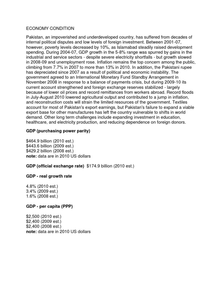 Pakistan GDP Trends and Challenges 2009 | PDF | Pakistan | Euro