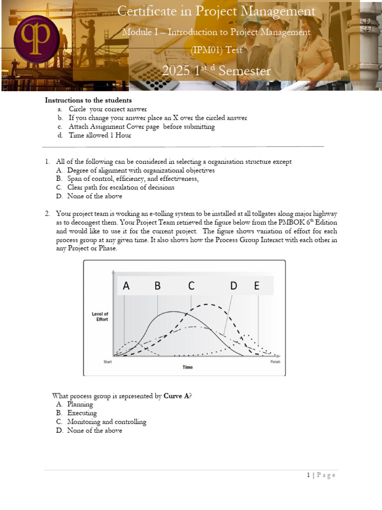 Introduction to Project Management Test | PDF | Project Management ...