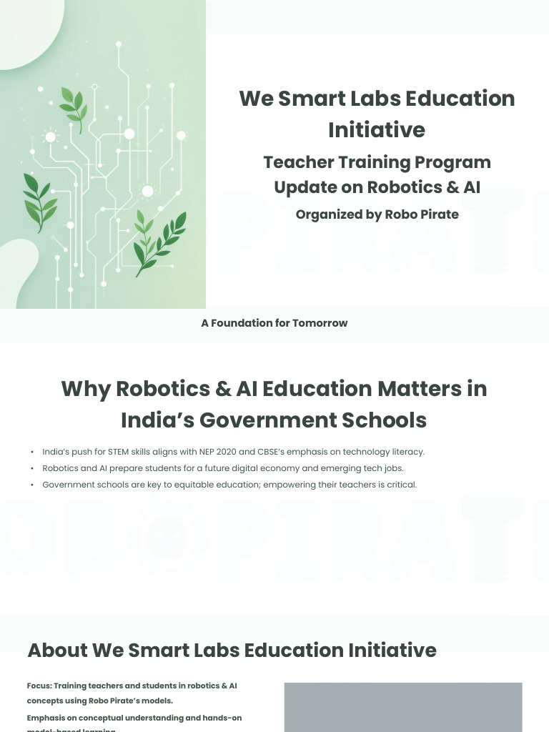 Robotics & AI Teacher Training Update | PDF | Teachers | Artificial ...