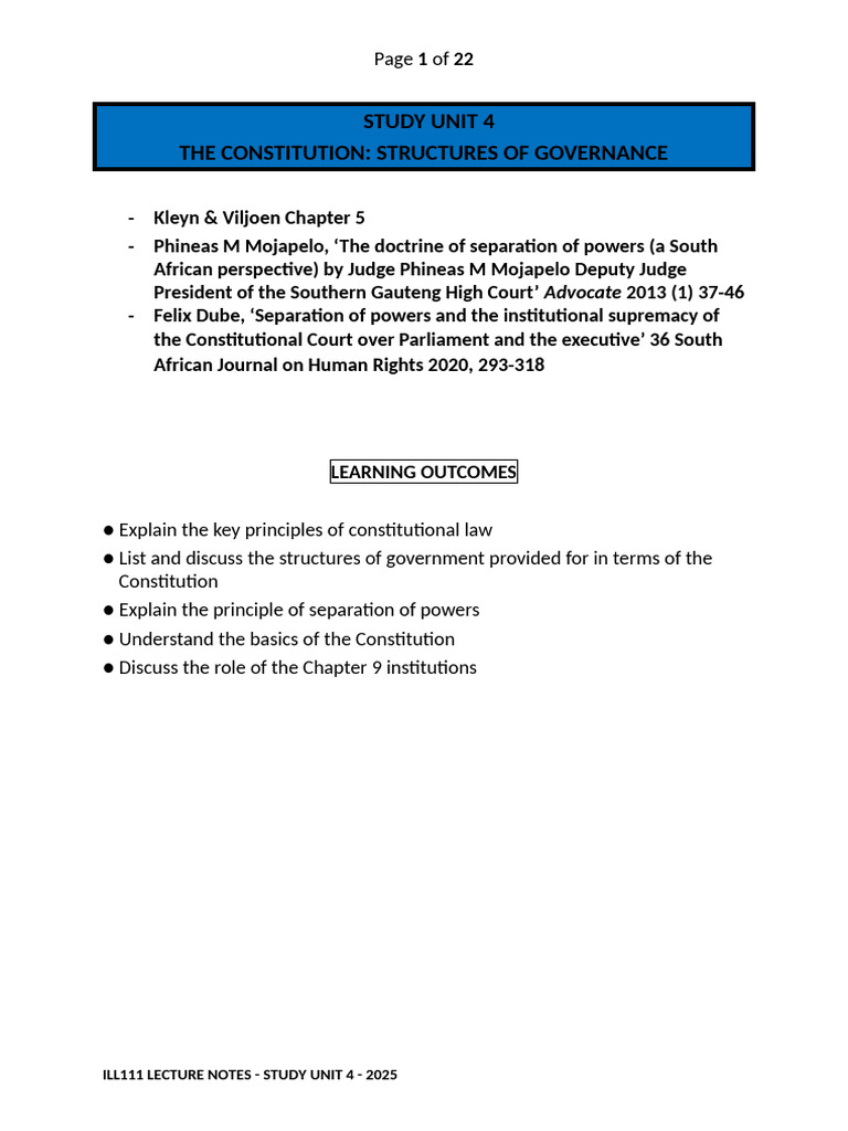 Understanding South Africa's Constitution | PDF | Separation Of Powers ...