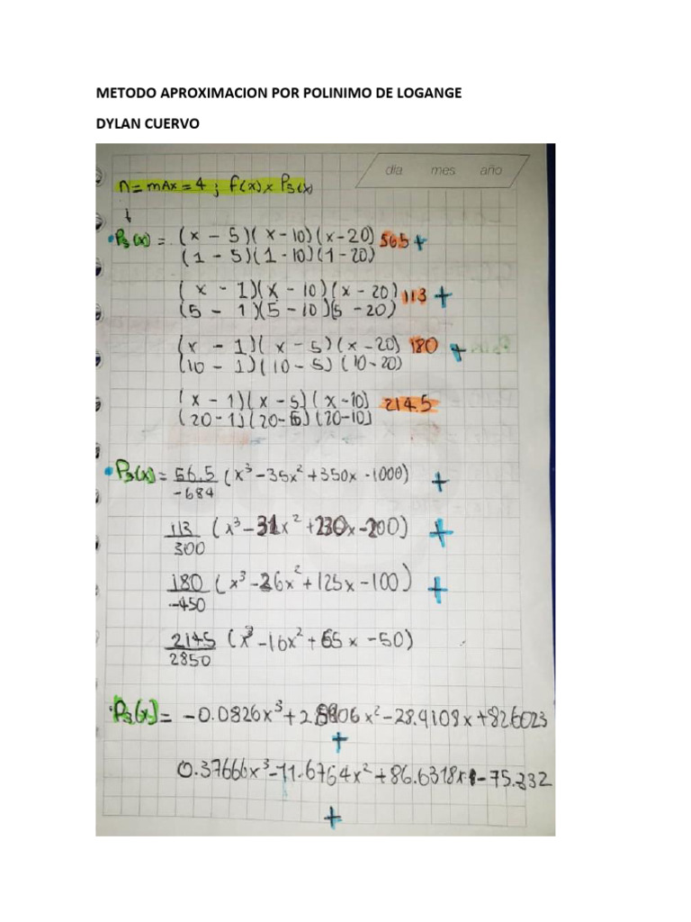 Metodo Aproximacion Por Polinimo de Logange | PDF