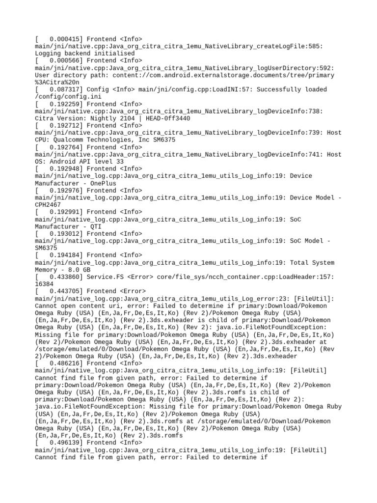 Citra Emulator Log Analysis | PDF | System Software | Software