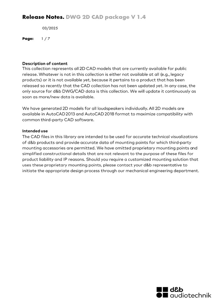 DWG 2D CAD Package V1.4 Release Notes | PDF