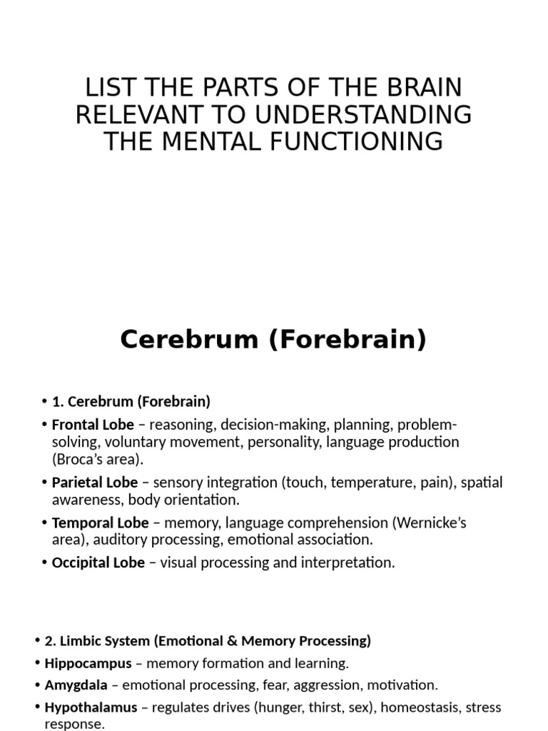 Brain Parts for Emotions and Functions | PDF | Amygdala | Limbic System