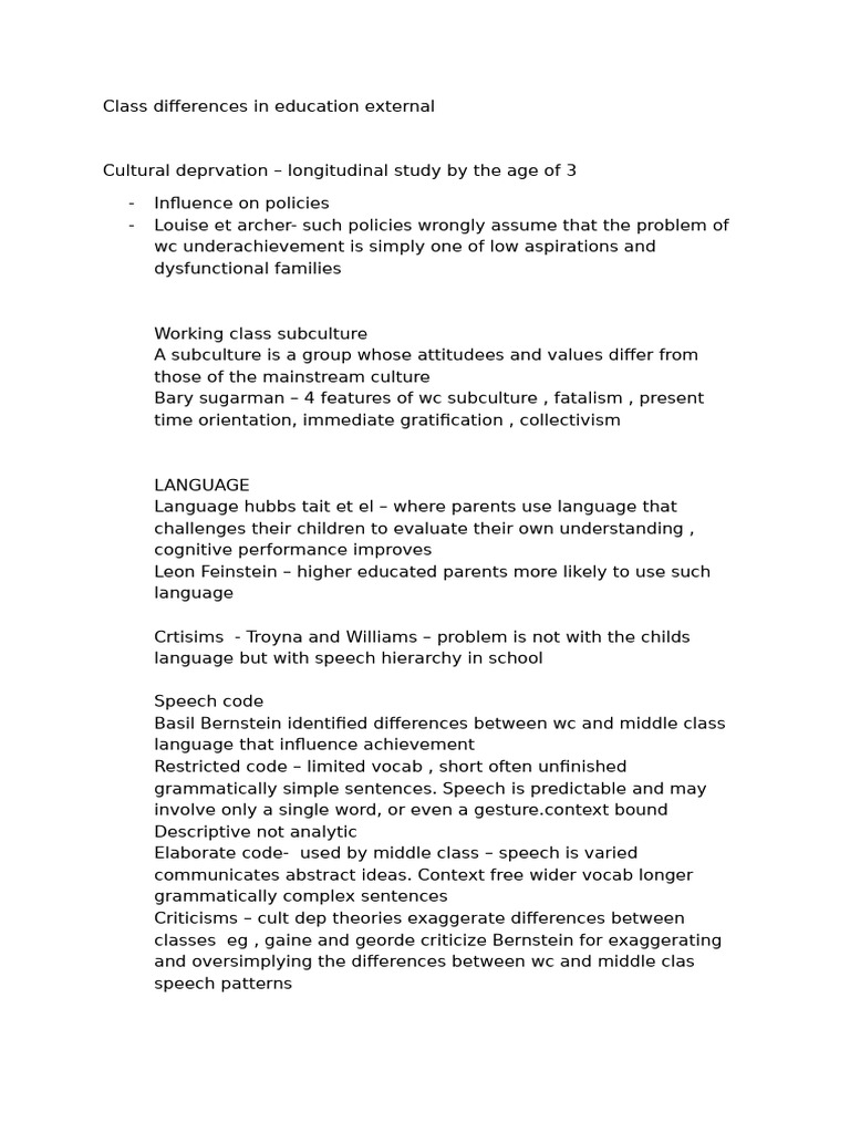 Class Diff in Education External | PDF | Poverty | Poverty & Homelessness