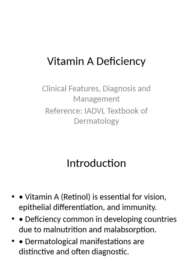 Vitamin A Deficiency IADVL | PDF | Vitamin A | Diseases And Disorders