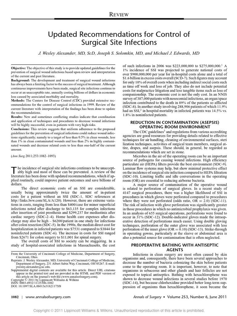 Updated Guidelines for Surgical Infections | PDF | Surgical Suture | Wound