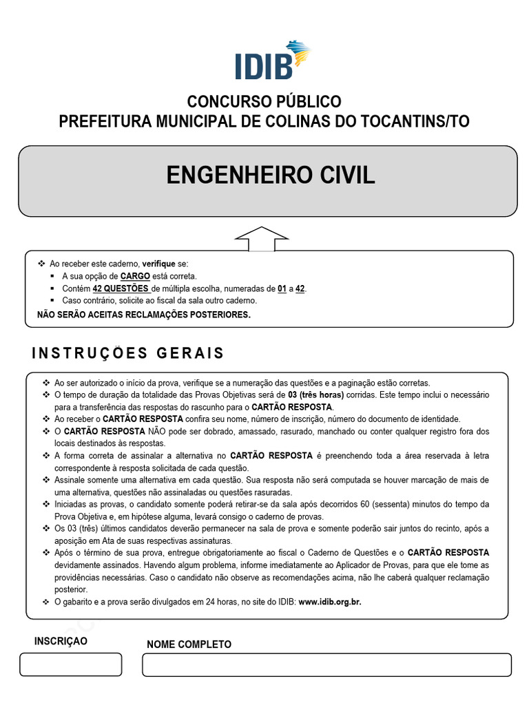 Instruções para Concurso Engenheiro Civil | PDF | Pronome | Engenharia