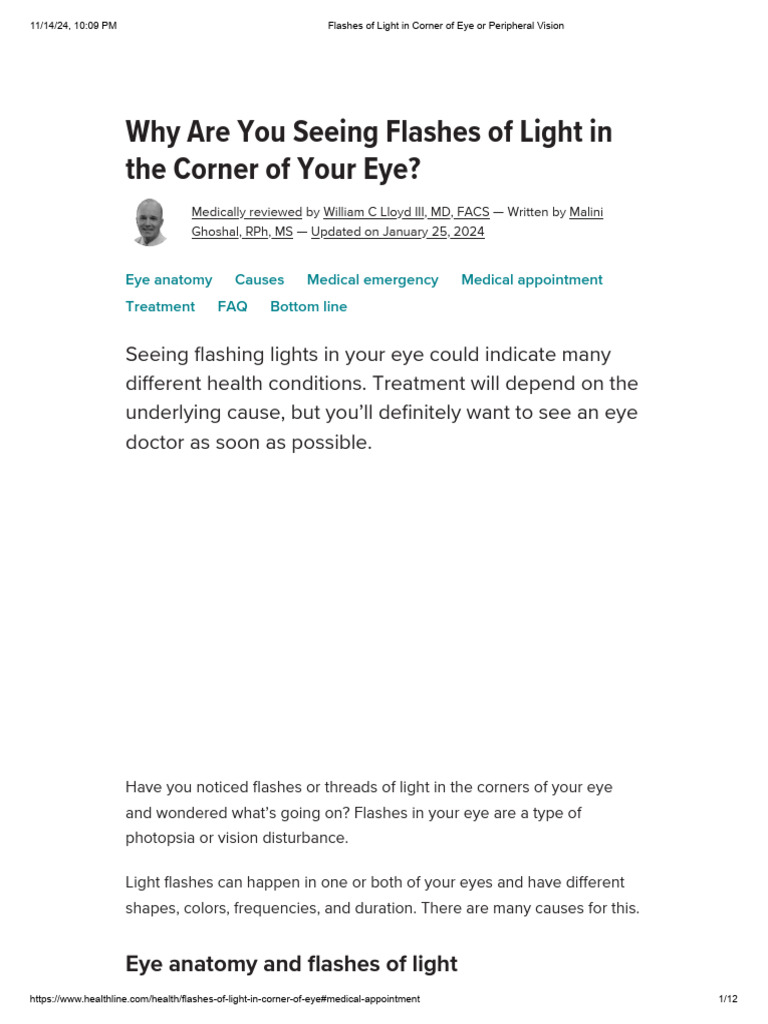 Flashes of Light: Causes and Concerns | PDF | Ophthalmology | Medical ...