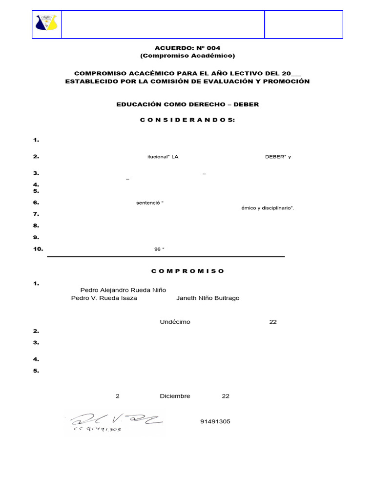 Compromiso Académico 2023 Bucaramanga | PDF | Plan de estudios | Escuelas