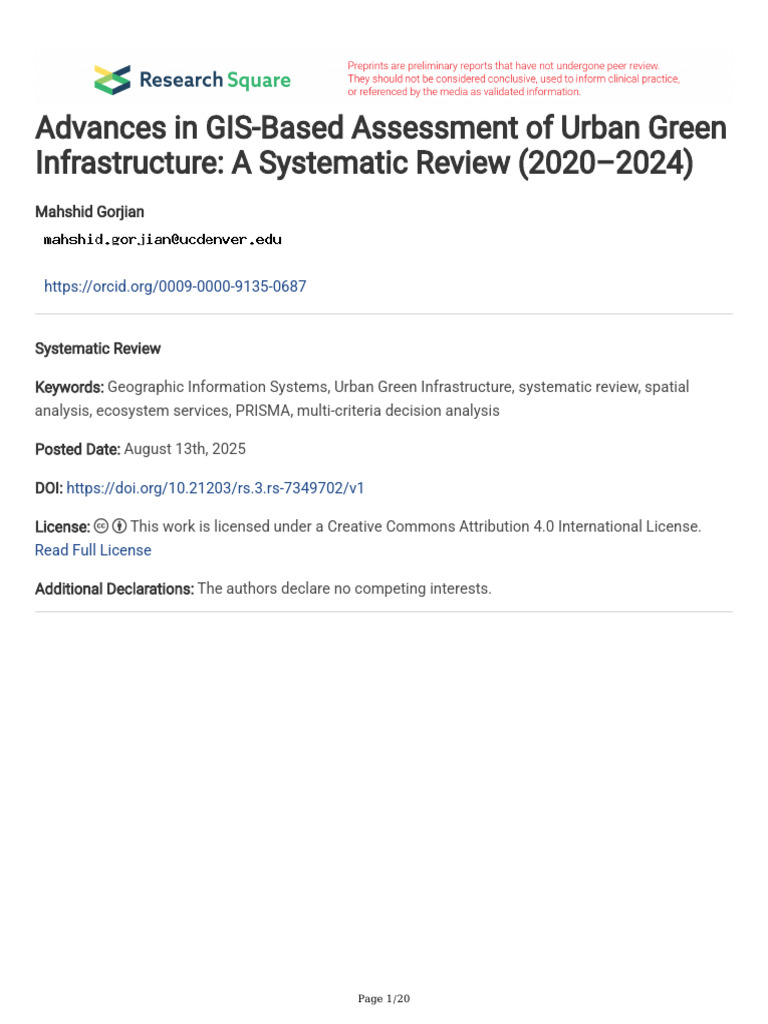 Advances in GIS-Based Assessment of Urban Green in | PDF | Geographic ...