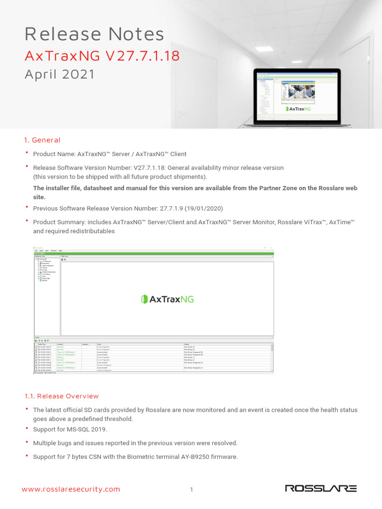 AxTraxNG V27.7.1.18 Release Notes | PDF | Microsoft Sql Server ...