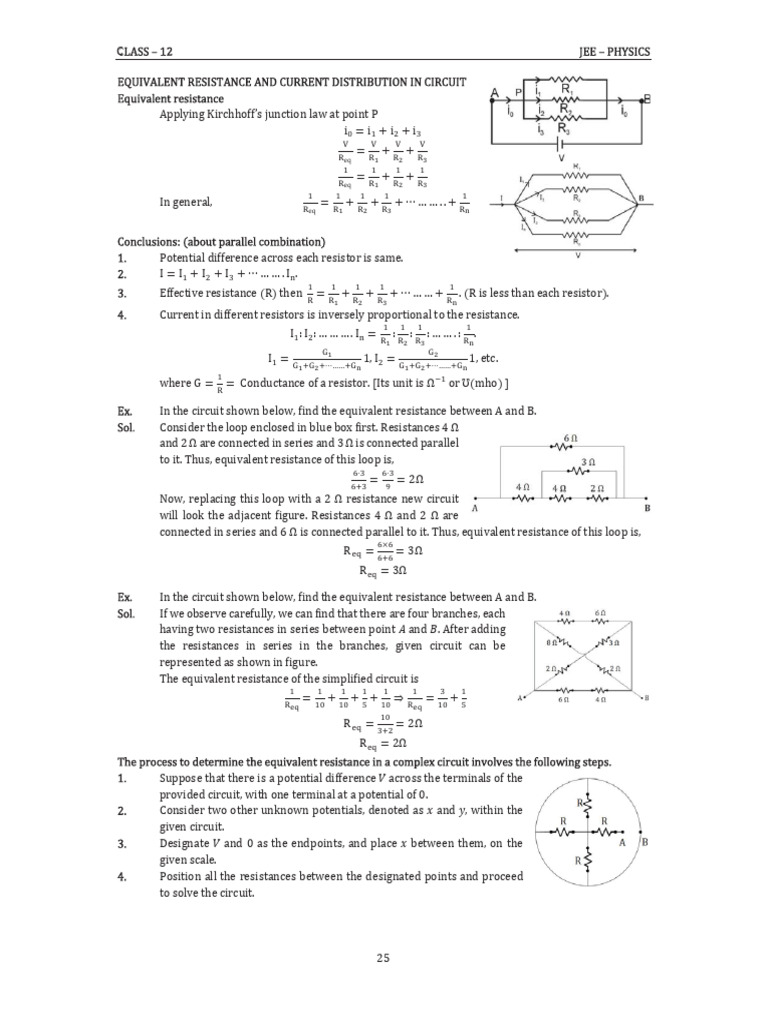 JEE Phy CH 26 Equivalent Resistance Curr | PDF